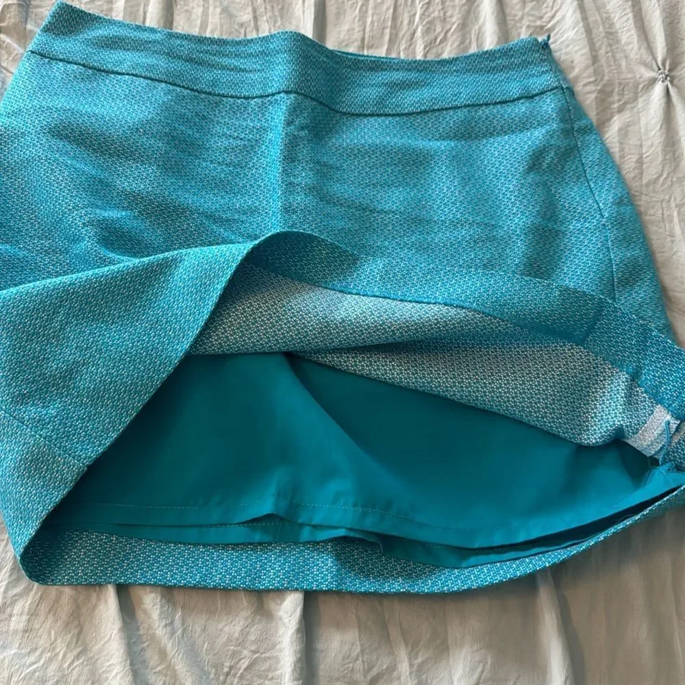 *Banana Republic* Sz 10 Lined Linen/Cotton Blend Tweed Turquoise Pencil Skirt